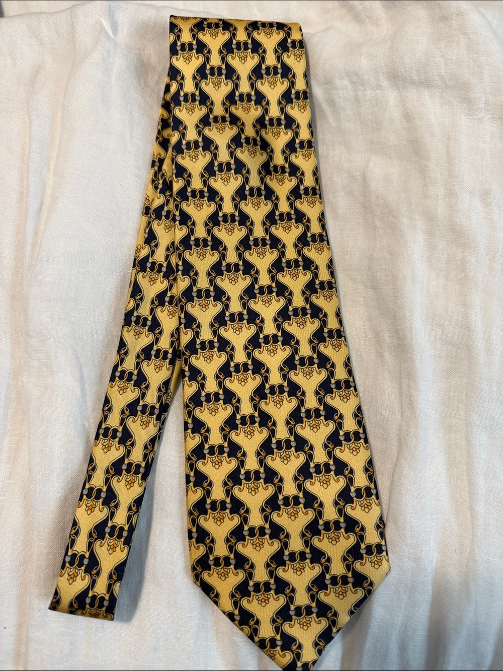 Fendi Yellow and Blue Geometric 100% Silk Men’s Tie